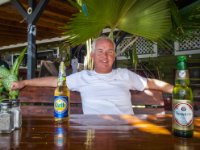 After our arduous trek around the island we stopped in at  Le Karibuni  for lunch. We started off with a couple of cold ones of course! Carib and Presidente are the two most popular beers on the island although I&#39;d bet Heineken is a close third.